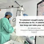Dr. Ashraful Huq explaining cataract surgery cost in Bangladesh and options to a patient